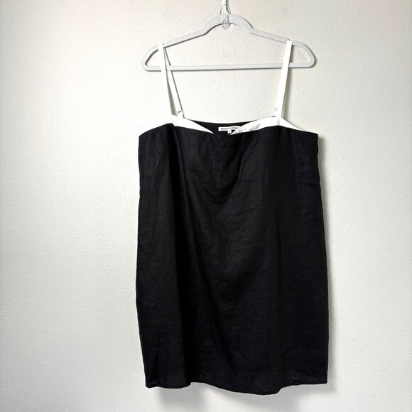 Reformation Dresses & Skirts - Reformation Lainey Linen Dress Size 12 Black White Mini Adjustable Straps